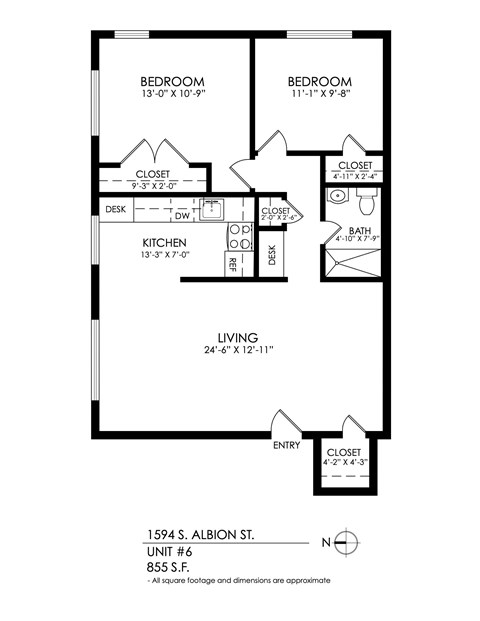 A black and white image of a floor plan for a living space.